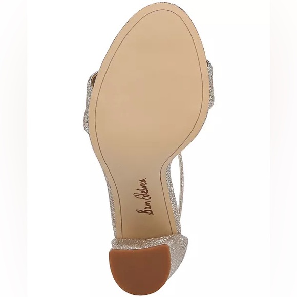 Sam Edelman Yaro Glittery Open Toe Strap Block Heels in Jute Glam Mesh Size 6.5 - Picture 11 of 12